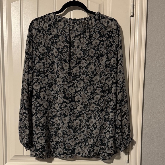CAbi Dark Green and Gray Floral Blouse - Picture 4 of 5